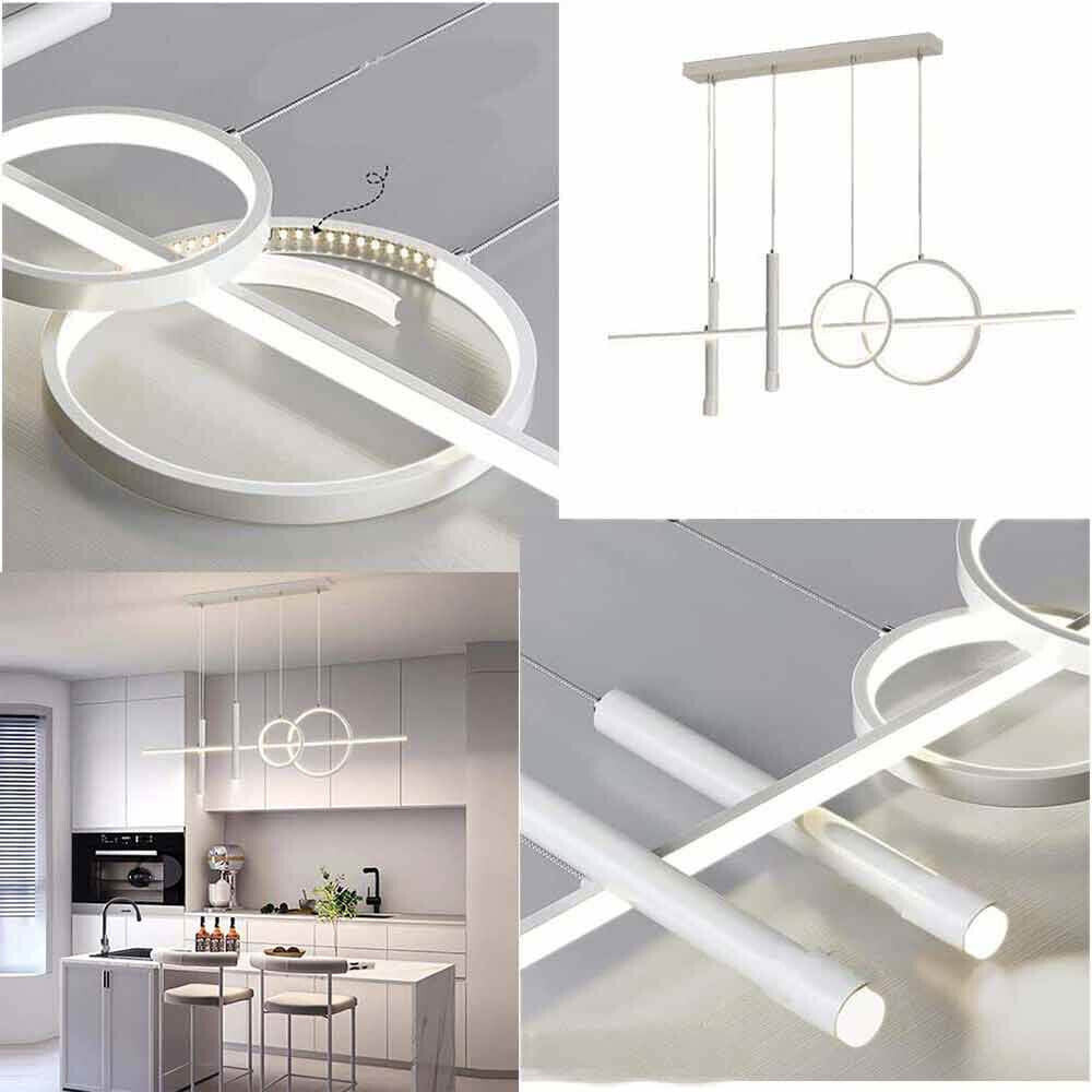 Lampadario a sospensione decorativo con anelli e punto luce di forma cilindrica bianca a luce fredda 6500k naturale 4000k calda 3000k