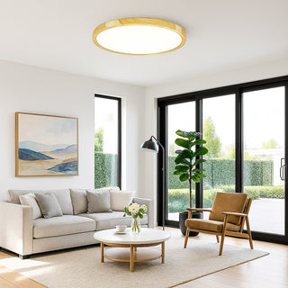 Plafoniera led ultra slim 18 24 36 45 watt tecnologia CCT colore legno