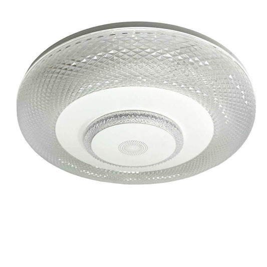 Plafoniera rgb 72 watt cassa bluetooth diffusore trasparente luce bianca calda naturale con telecomando dimmerabile APP