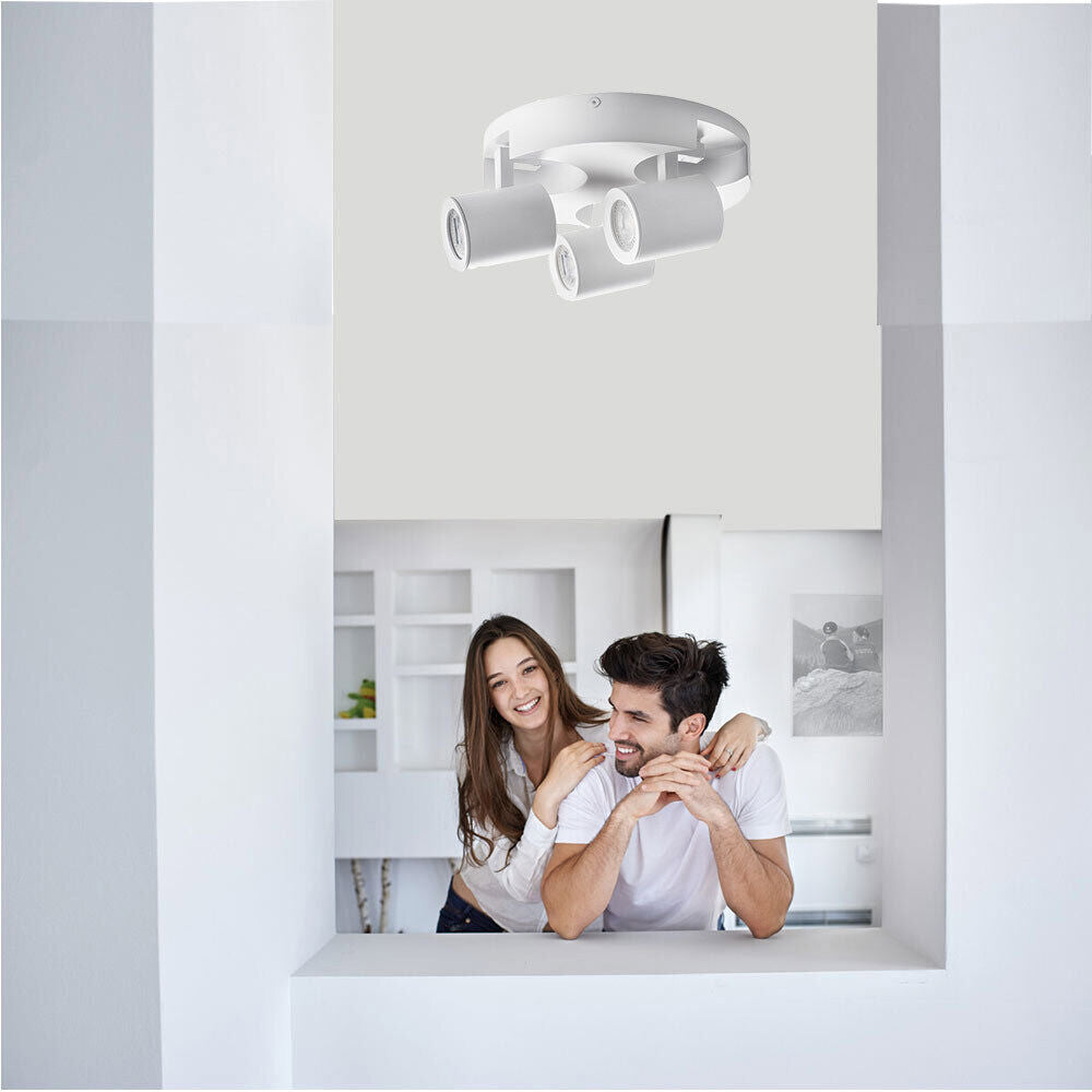 Plafoniera 3 diffusori orientabile da soffitto parete lampada tonda attacco GU10 per bagno soggiorno bianco o nero