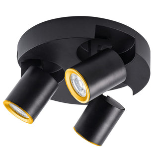 Plafoniera 3 diffusori orientabile tonda da soffitto parete GU10