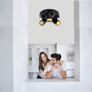 Plafoniera 3 diffusori orientabile tonda da soffitto parete GU10