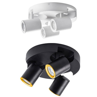 Plafoniera 3 diffusori orientabile tonda da soffitto parete GU10
