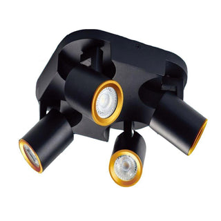 Plafoniera 4 diffusori orientabile tonda da soffitto parete GU10
