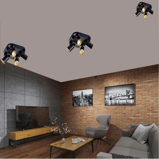 Plafoniera 4 diffusori orientabile tonda da soffitto parete GU10