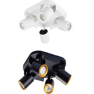 Plafoniera 4 diffusori orientabile tonda da soffitto parete GU10