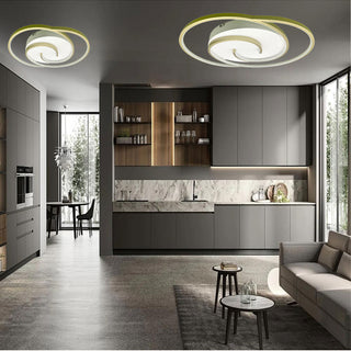 Plafoniera led 48 watt tonda spirale bianca e oro luce fredda 6500k