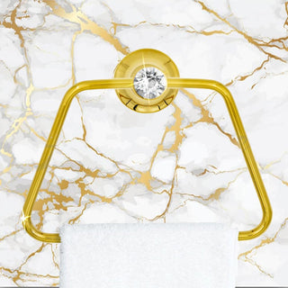 Porta asciugamano anello quadrato in acciaio oro con punto luce