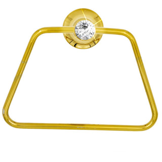 Porta asciugamano anello quadrato in acciaio oro con punto luce