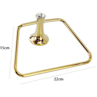 Porta asciugamano anello quadrato in acciaio oro con punto luce