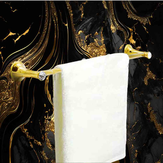 Porta asciugamano lungo 63 cm da Bagno da Muro in acciaio oro con punto luce cristallo in acrilico accessori bagno