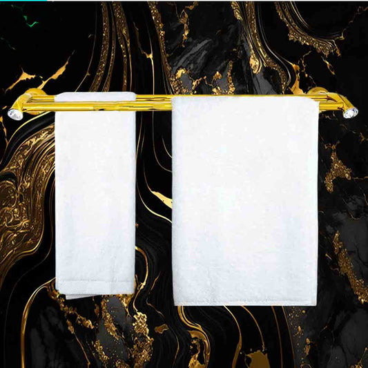 Porta asciugamano doppio portasalviette da Bagno da Muro in acciaio oro con punto luce cristallo in acrilico accessori bagno