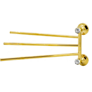 Porta asciugamani 3 bracci in acciaio oro con punto luce