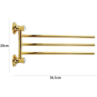 Porta asciugamani 3 bracci in acciaio oro con punto luce