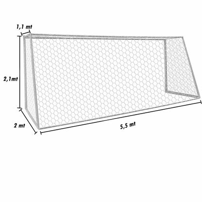 Rete per porta da calcio in nylon 5,5x2,1x2 metri allenamento calcetto ricambio sport