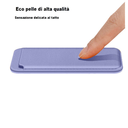 Porta carta di credito  in ecopelle magnetico compatibile per cellulare iPhone e cover portacarte calamitato