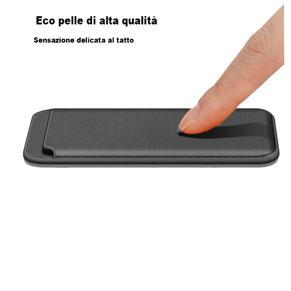 Porta carta di credito  in ecopelle magnetico compatibile per cellulare iPhone e cover portacarte calamitato