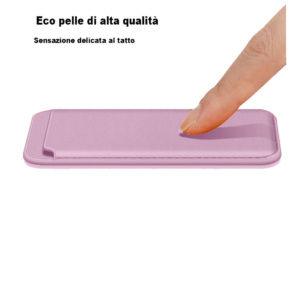 Porta carta di credito  in ecopelle magnetico compatibile per cellulare iPhone e cover portacarte calamitato