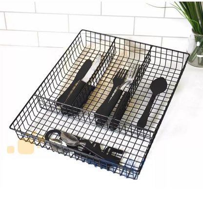 Portaposate da cassetto 4 scomparti in metallo organizer cassetti da cucina vassoio porta posate forato