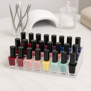 Organizer trucchi 24 scomparti espositore smalti rossetti cosmetici
