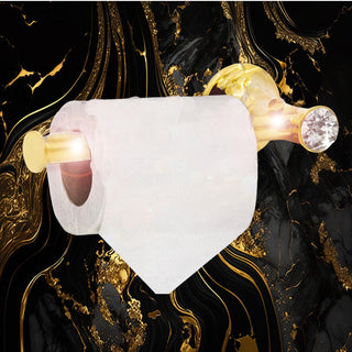 Porta rotolo carta igienica in acciaio oro con punto luce