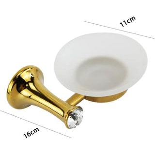 Porta sapone in acciaio oro piattino in vetro satinato con punto luce