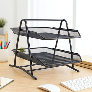 Porta documenti per ufficio in metallo da scrivania due ripiani