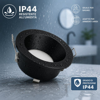 Portafaretto da incasso rotondo per faretti GU10 in alluminio IP44