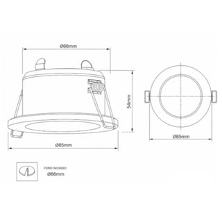 Portafaretto da incasso rotondo per faretti GU10 in alluminio IP44