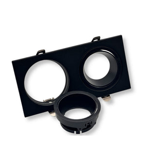 Portafaretto doppio diffusore rettangolare per faretti orientabile incasso per controsoffitta per faretti gu10 mr16