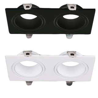 Portafaretto doppio diffusore rettangolare per faretti orientabile incasso per controsoffitta per faretti gu10 mr16