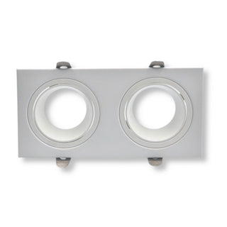 Portafaretto doppio diffusore rettangolare per faretti orientabile incasso per controsoffitta per faretti gu10 mr16