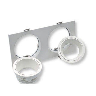 Portafaretto doppio diffusore rettangolare per faretti orientabile incasso per controsoffitta per faretti gu10 mr16