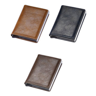 Porta carte di credito portafoglio slim anti-RFID con sistema pop-up
