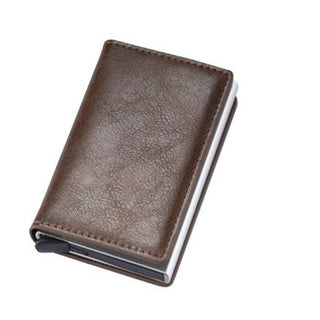 Porta carte di credito portafoglio slim anti-RFID con sistema pop-up