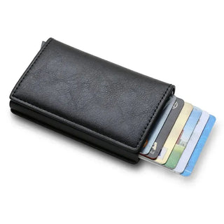 Porta carte di credito portafoglio slim anti-RFID con sistema pop-up