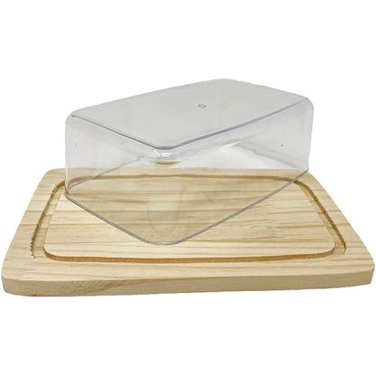 Porta Formaggio Vassoio in Legno con Cupola Contenitore per Formaggi 6,5x13,5x20 cm