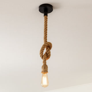 Lampadario sospensione vintage in corda canapa 150 cm attacco E27