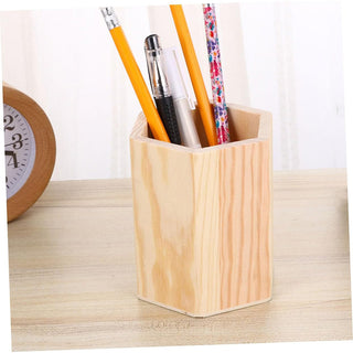 Portapenne esagonale in legno personalizzabile per decoupage