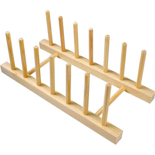 Set 2 portapiatti in legno per piatti bicchieri 6 posti scolapiatti