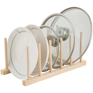 Set 2 portapiatti in legno per piatti bicchieri 6 posti scolapiatti