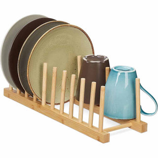 Set 2 portapiatti in legno per piatti bicchieri 6 posti scolapiatti