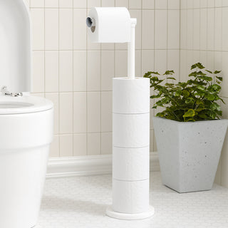 Piantana porta rotolo da terra con vano scorta per bagno da terra