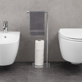 Piantana porta rotolo da terra porta asciugamani in metallo da bagno