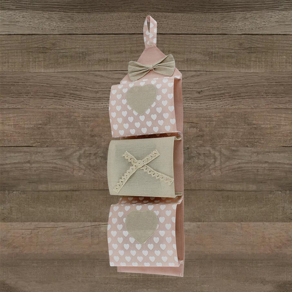 Portarotolo in tessuto da appendere 3 posti porta rotoli carta igienica da muro stile shabby chic bagno