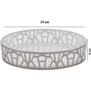 Set accessori bagno 3 pezzi argento dispense bicchiere piattino