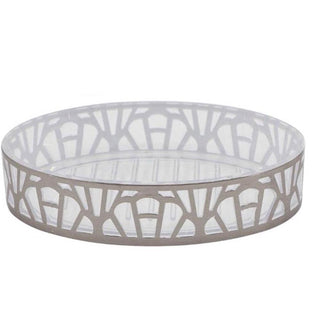 Set accessori bagno 3 pezzi argento dispense bicchiere piattino