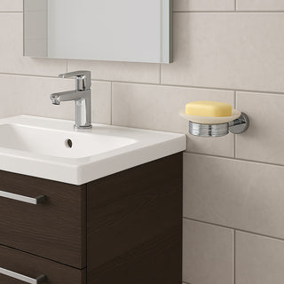 Porta sapone acciaio piattino vetro satinato modello Stella