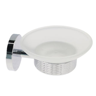 Porta sapone acciaio piattino vetro satinato modello Stella