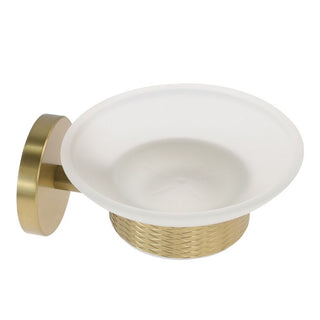 Porta sapone acciaio oro piattino vetro satinato modello Stella